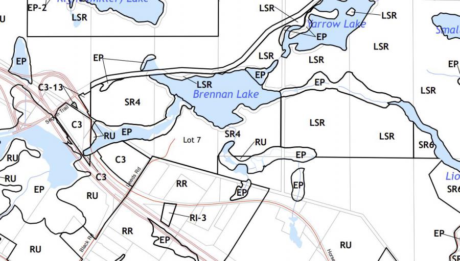 Zoning Map of Brennan Lake in Municipality of Seguin and the District of Parry Sound